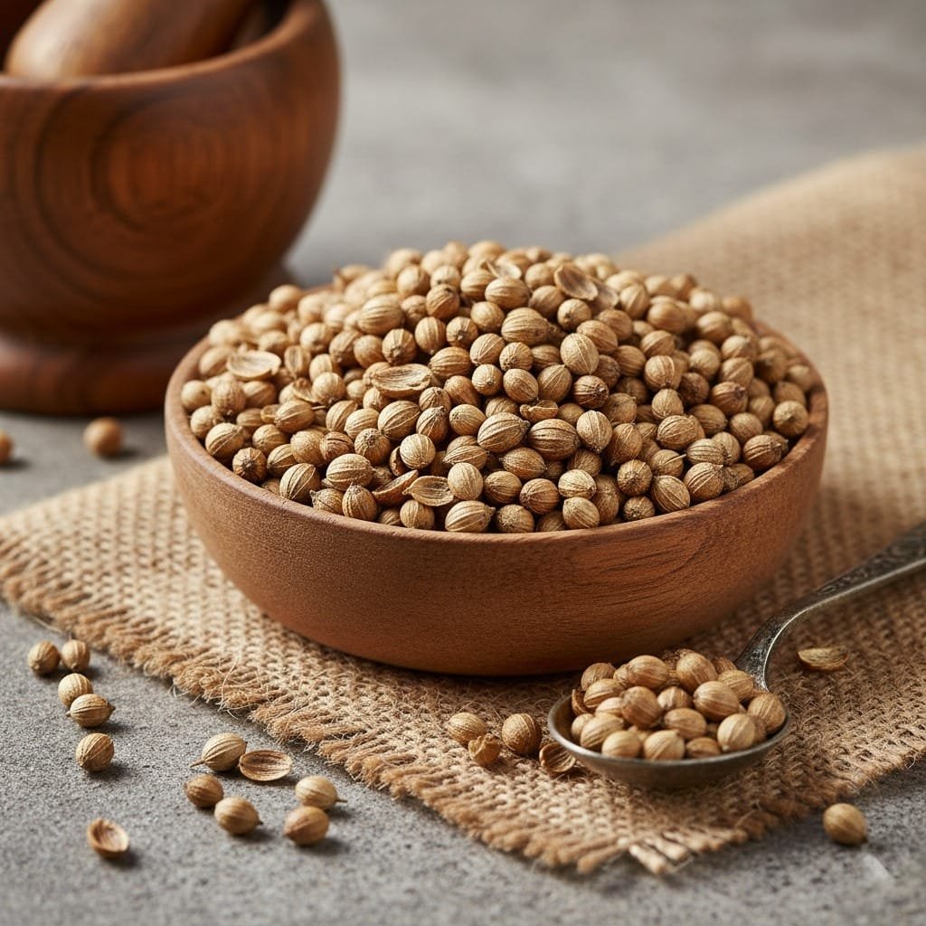 Coriander seeds close-up